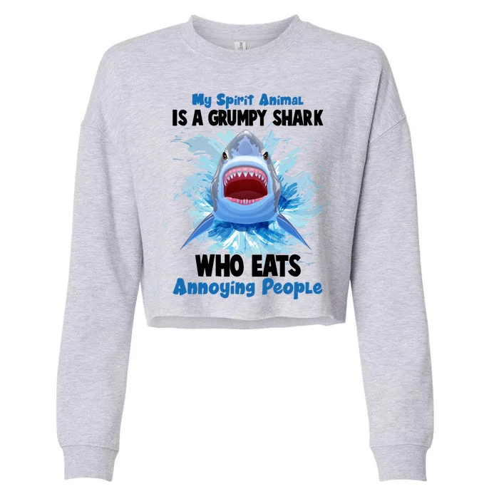 Funny My Spirit Animal Is A Grumpy Shark Cropped Pullover Crew