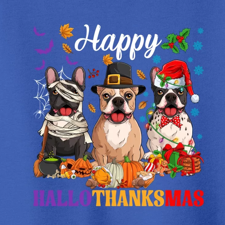 Funny Mummy Santa English Bulldog Dog Happy Hallothanksmas Funny Gift Toddler T-Shirt