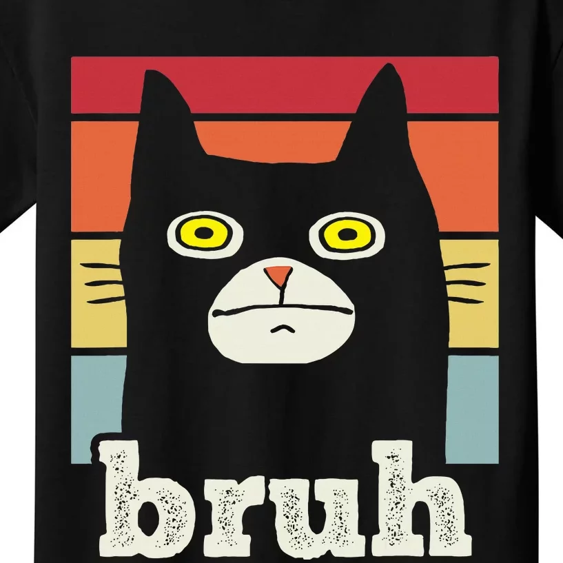 Funny Meme Saying Bruh With Cat Greetings Kids T-Shirt