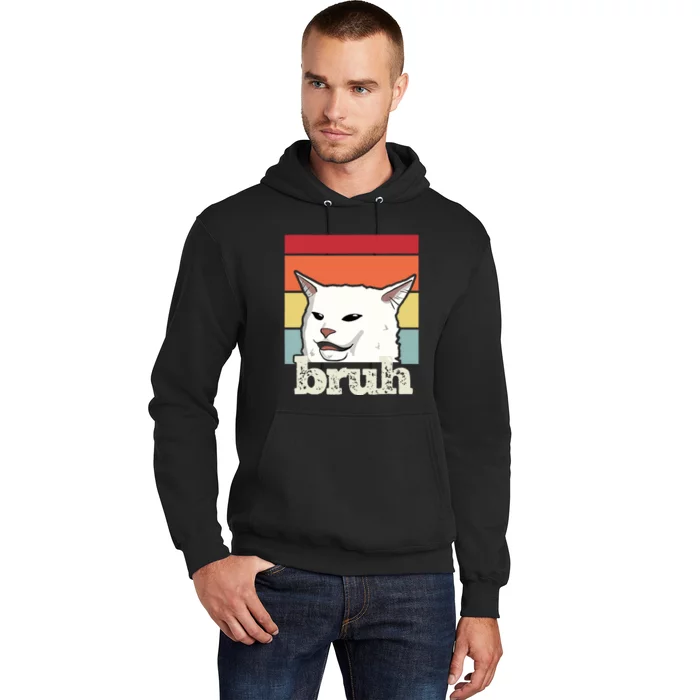 Funny Meme Saying Bruh With Cat Greetings Hoodie