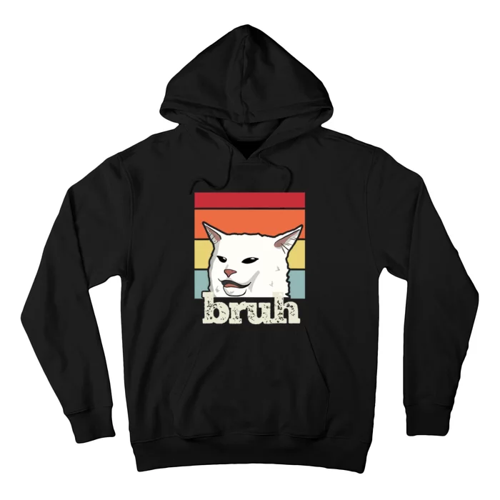 Funny Meme Saying Bruh With Cat Greetings Hoodie