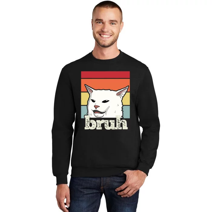 Funny Meme Saying Bruh With Cat Greetings Sweatshirt