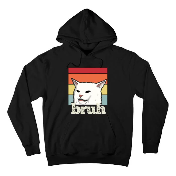 Funny Meme Saying Bruh With Cat Greetings Tall Hoodie