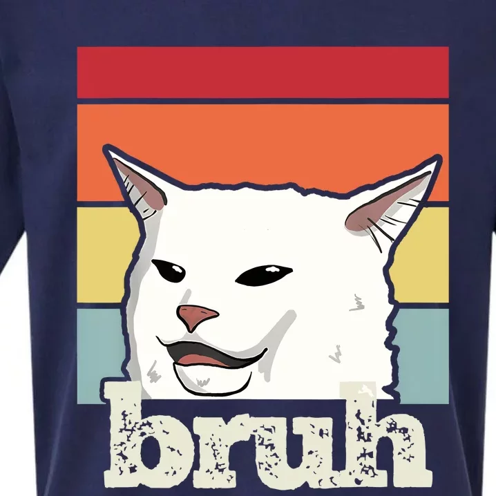 Funny Meme Saying Bruh With Cat Greetings Sueded Cloud Jersey T-Shirt