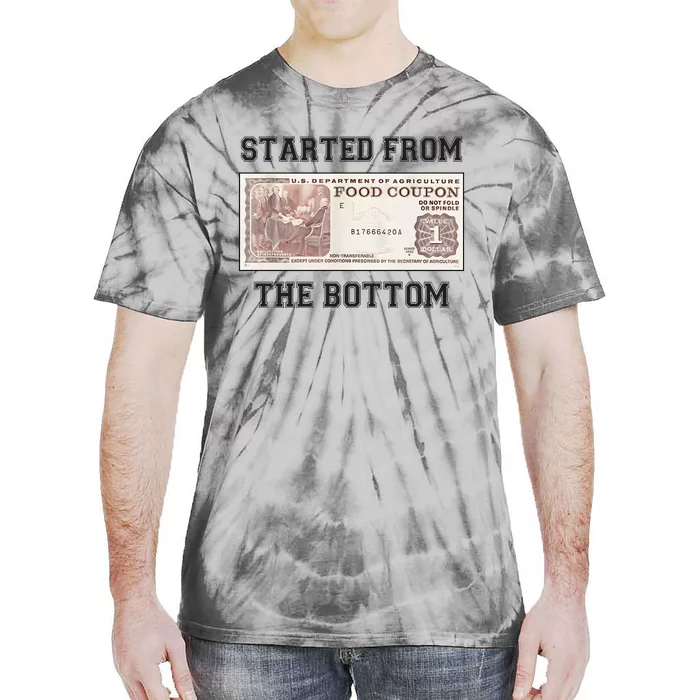 Funny Meme Started From Bottom Food Stamp Coupon Tie-Dye T-Shirt