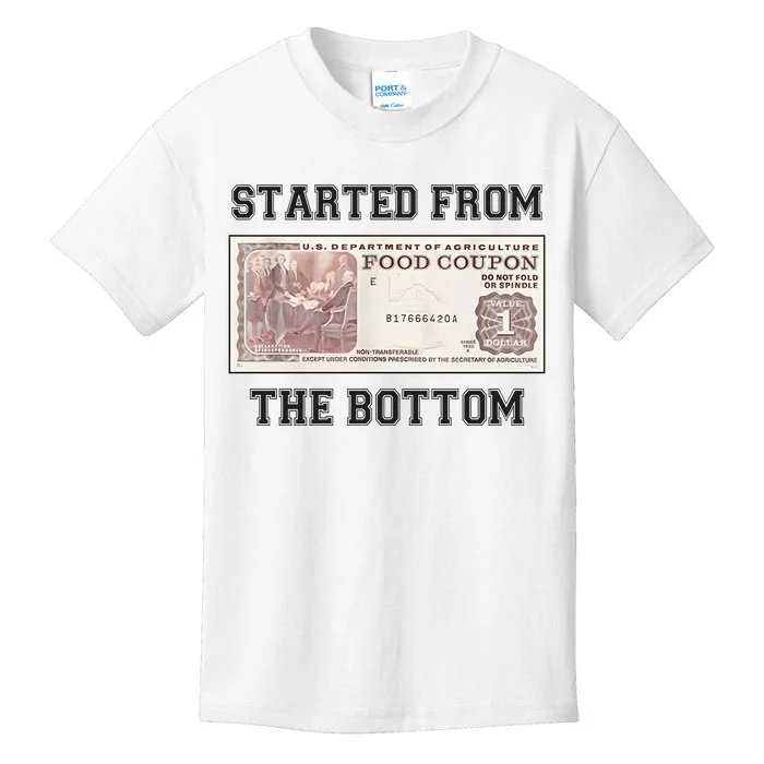 Funny Meme Started From Bottom Food Stamp Coupon Kids T-Shirt