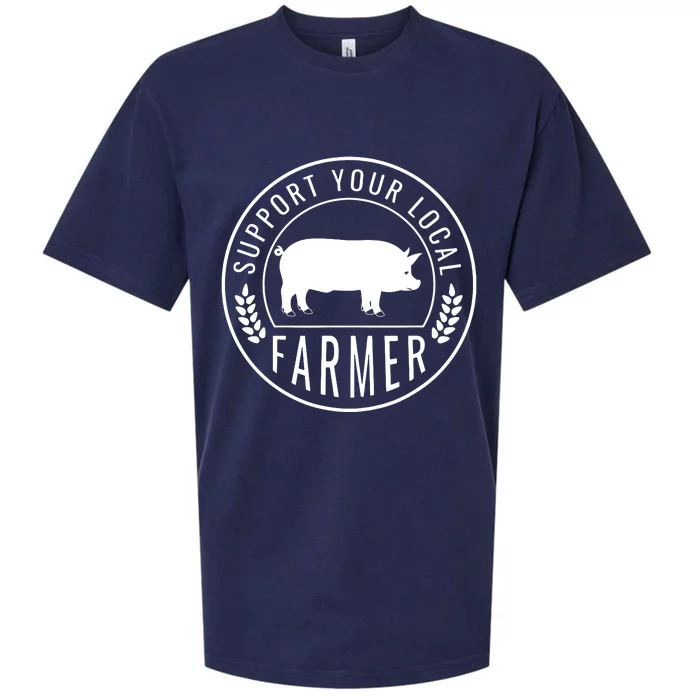 Farmers Market Support Your Local Pig Farmer Rancher Sueded Cloud Jersey T-Shirt