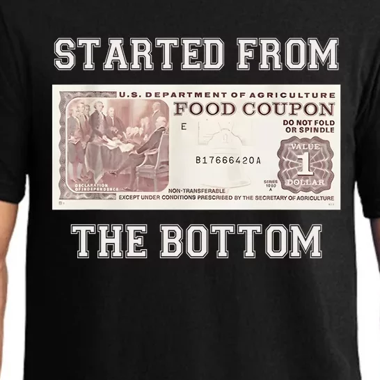 Funny Meme Started From Bottom Food Stamp Coupon Pajama Set