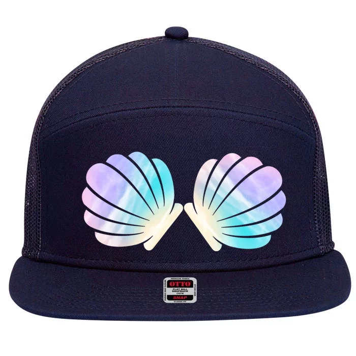 Funny Mermaid Shell Costume Gift 7 Panel Mesh Trucker Snapback Hat