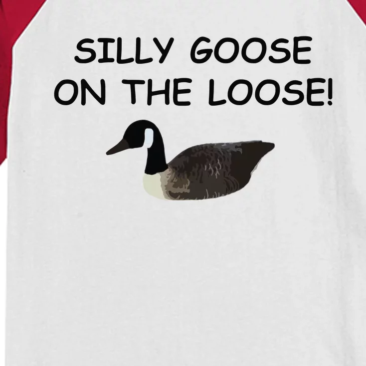 Funny Meme Silly Goose On The Loose Joke Kids Colorblock Raglan Jersey