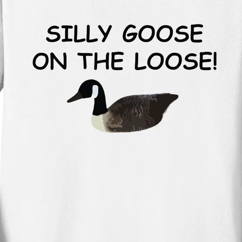 Funny Meme Silly Goose On The Loose Joke Kids Long Sleeve Shirt