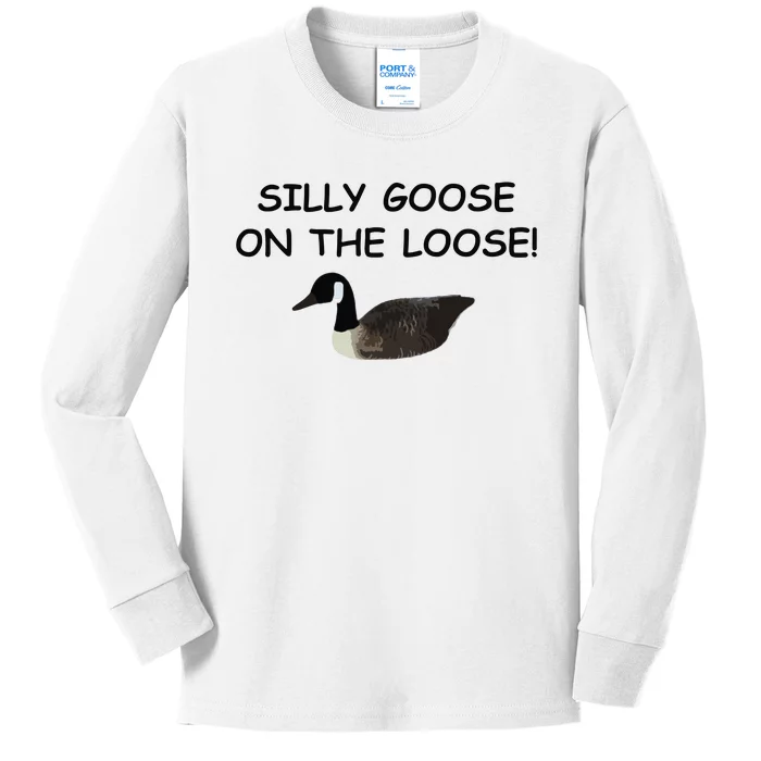 Funny Meme Silly Goose On The Loose Joke Kids Long Sleeve Shirt