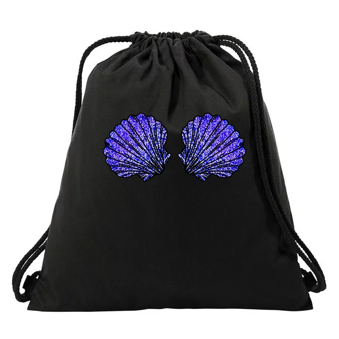 Funny Mermaid Seashell Bra Costume For Halloween Drawstring Bag