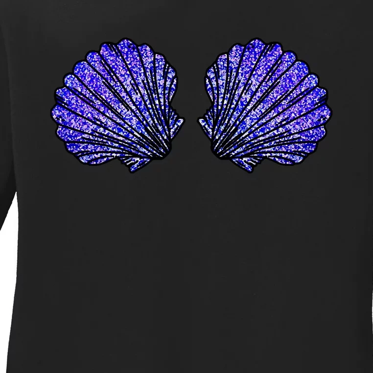 Funny Mermaid Seashell Bra Costume For Halloween Ladies Long Sleeve Shirt