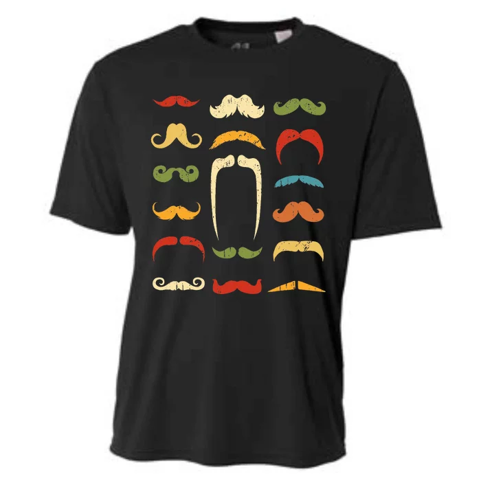 Funny Mustache Styles Retro Hipster Mustache Cooling Performance Crew T-Shirt