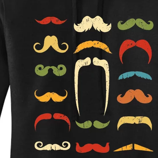 Funny Mustache Styles Retro Hipster Mustache Women's Pullover Hoodie