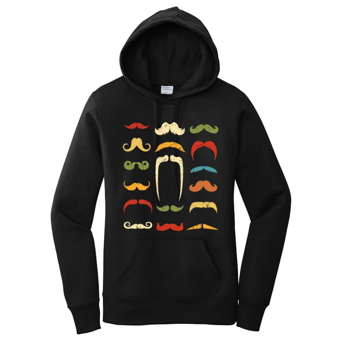 Funny Mustache Styles Retro Hipster Mustache Women's Pullover Hoodie