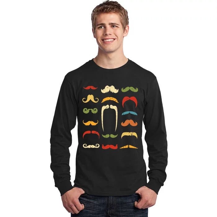 Funny Mustache Styles Retro Hipster Mustache Tall Long Sleeve T-Shirt