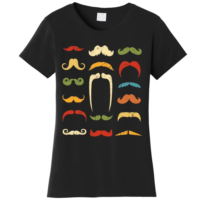 Funny Mustache Styles Retro Hipster Mustache Women's T-Shirt