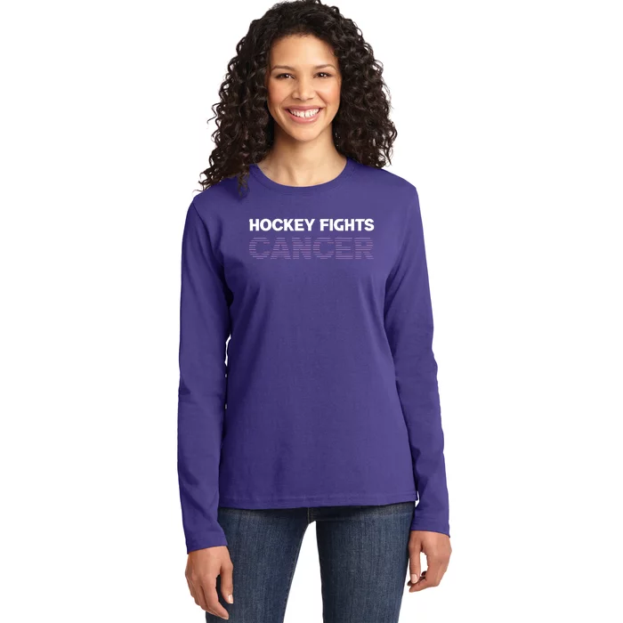 Family Member Support Hockey Fights Cancer Awareness Ladies Long Sleeve Shirt