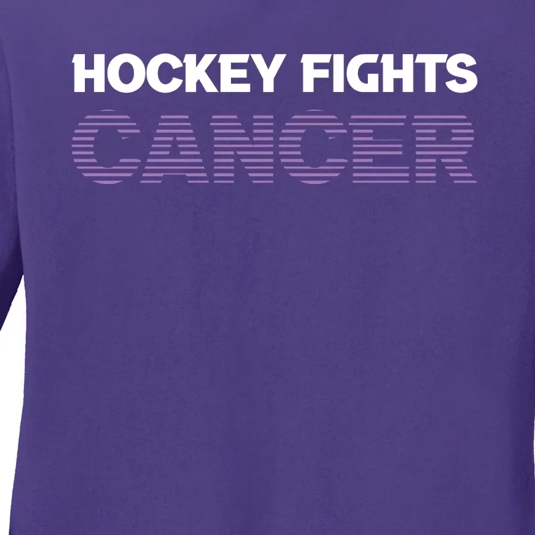 Family Member Support Hockey Fights Cancer Awareness Ladies Long Sleeve Shirt