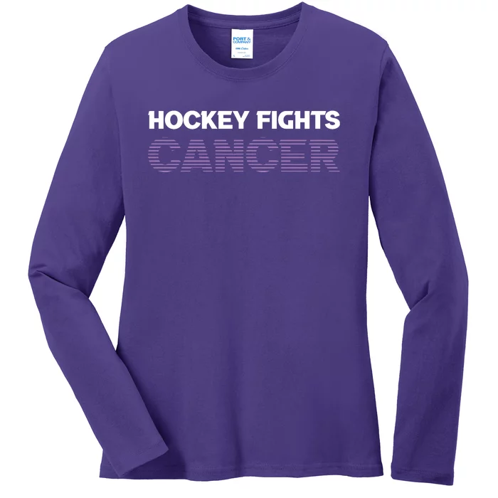 Family Member Support Hockey Fights Cancer Awareness Ladies Long Sleeve Shirt