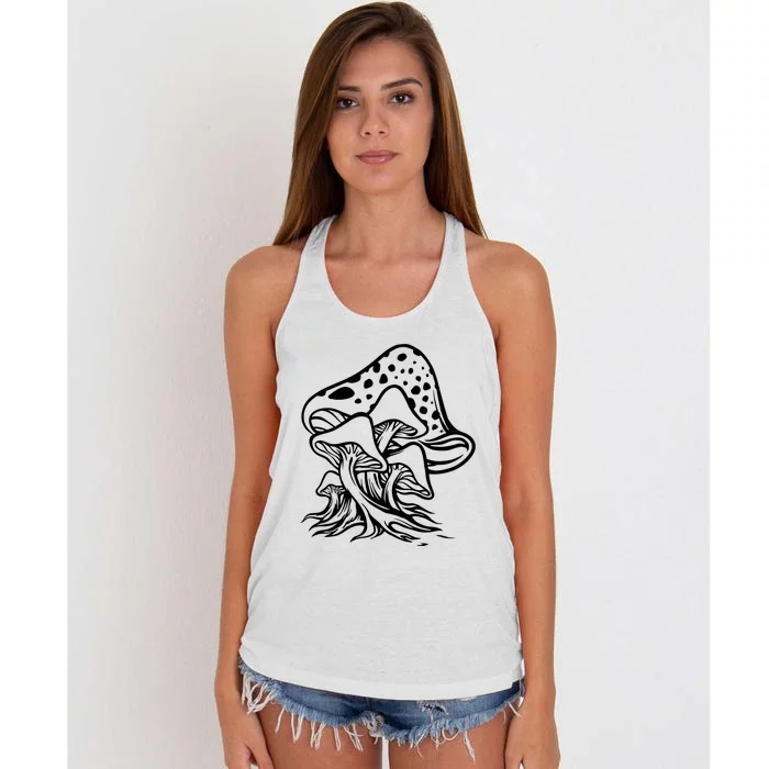 Fungus Mushrooms Silhouette Women's Knotted Racerback Tank