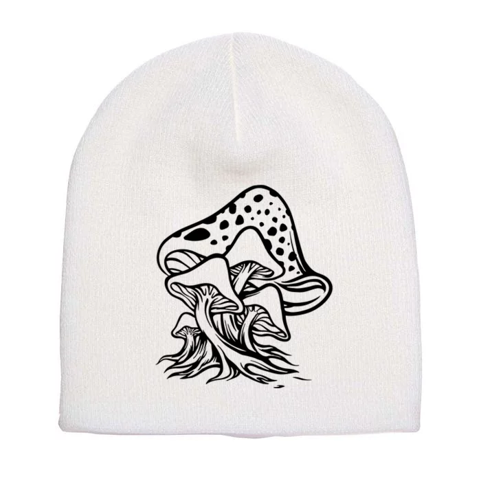 Fungus Mushrooms Silhouette Short Acrylic Beanie