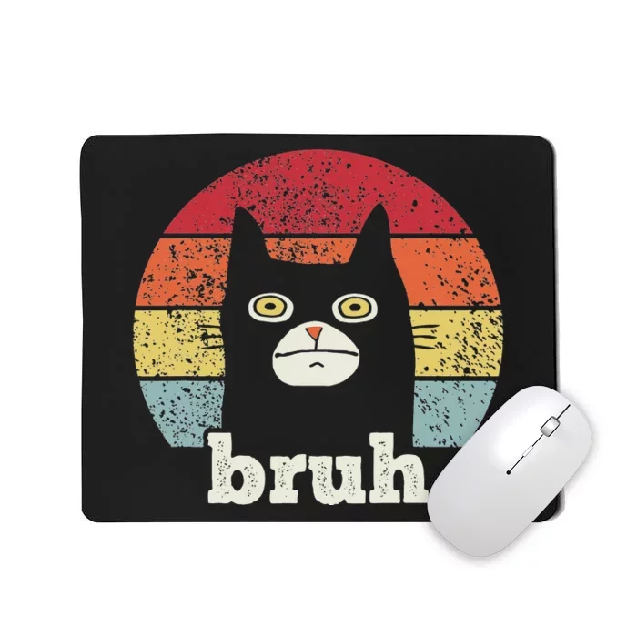 Funny Meme saying Bruh with Cat Greetings Teens Mousepad