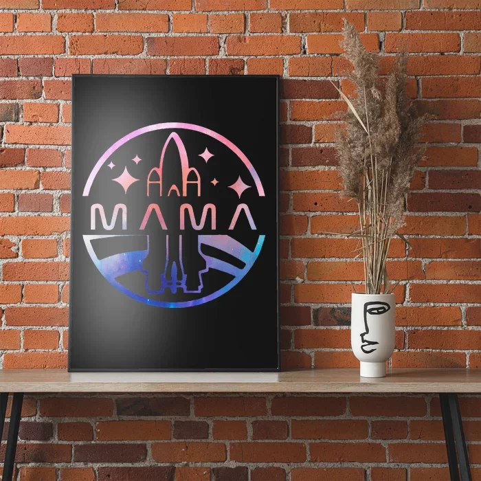 Funny Mama Space Astronaut Rocket Birthday Party Poster