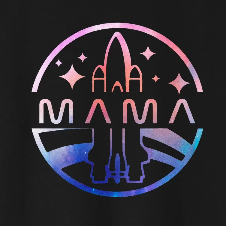 Funny Mama Space Astronaut Rocket Birthday Party Women's Crop Top Tee