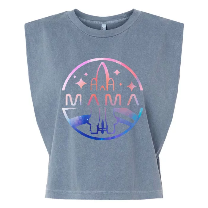 Funny Mama Space Astronaut Rocket Birthday Party Garment-Dyed Women's Muscle Tee