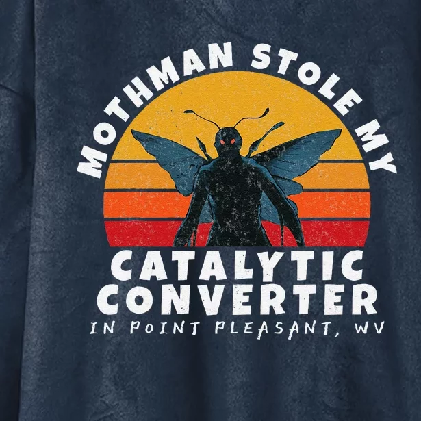 Funny Mothman Stole My Catalytic Converter Mothman Cryptid Hooded Wearable Blanket