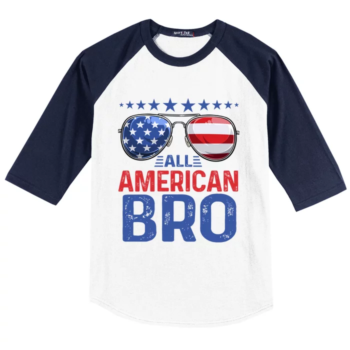 Family Matching Sunglusses All American Bro 4th Of July Usa Great Gift Baseball Sleeve Shirt