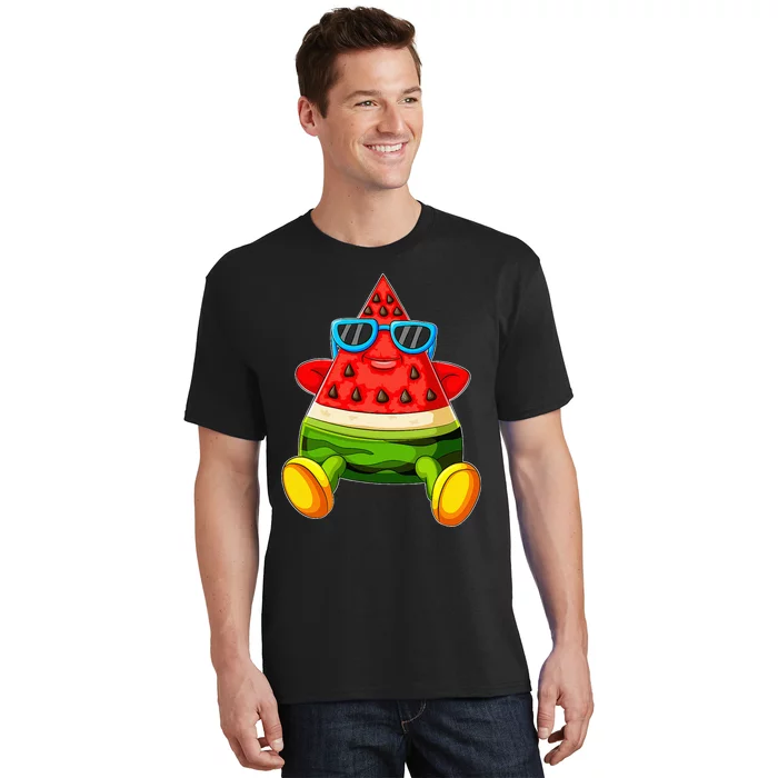 Funny Melon Summer Fruit Sunglasses On Watermelon T-Shirt