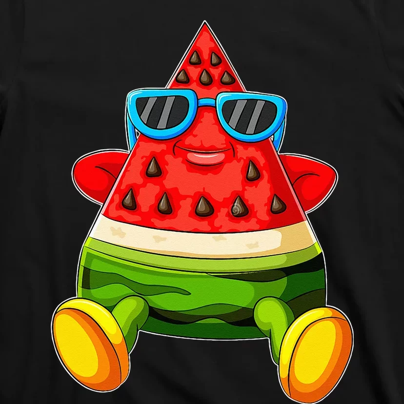 Funny Melon Summer Fruit Sunglasses On Watermelon T-Shirt