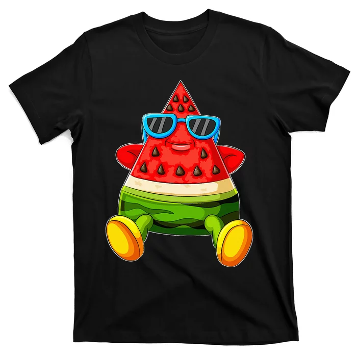 Funny Melon Summer Fruit Sunglasses On Watermelon T-Shirt