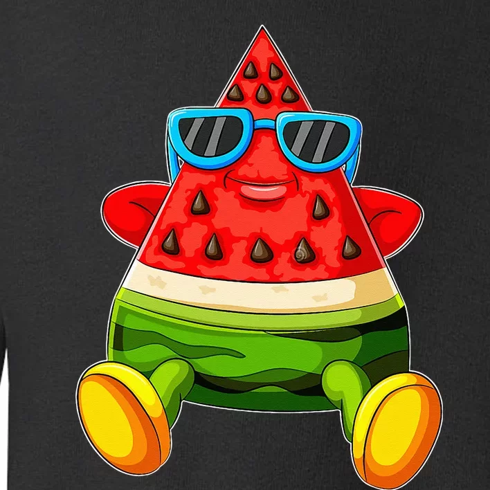 Funny Melon Summer Fruit Sunglasses On Watermelon Toddler Sweatshirt