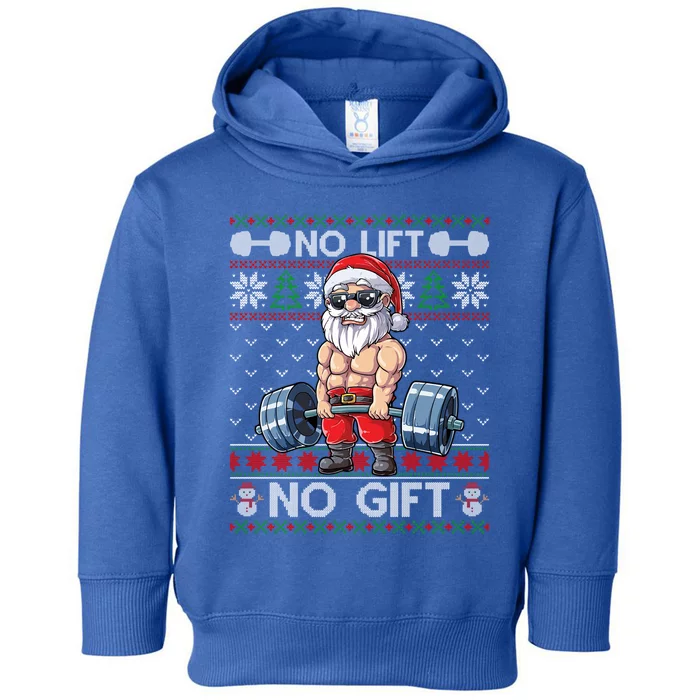 Funny Muscle Santa Lifting Christmas Ugly Christmas Sweater Gift Toddler Hoodie