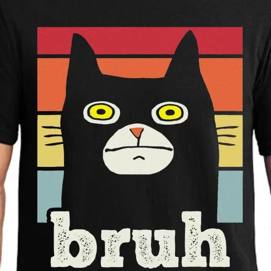 Funny Meme Saying Bruh With Cat Greetings Teens Pajama Set