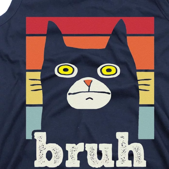 Funny Meme Saying Bruh With Cat Greetings Teens Tank Top