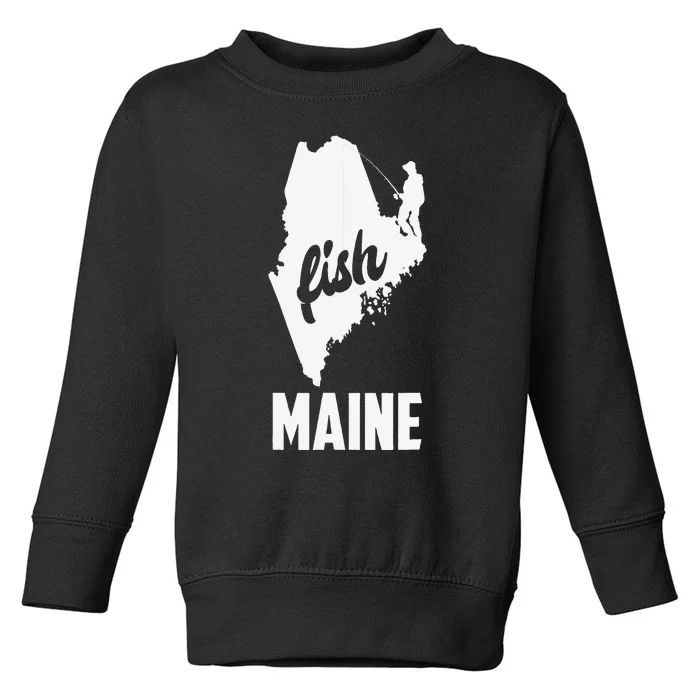 Fish Maine State Pride Fishing Toddler Sweatshirt