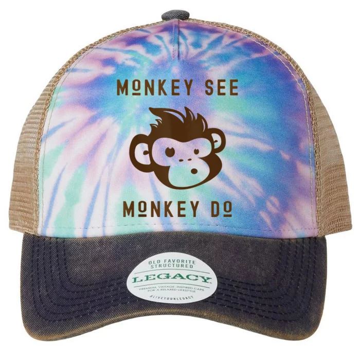 Funny Monkey See Monkey Do Cute Adorable Primate Chimp Legacy Tie Dye Trucker Hat