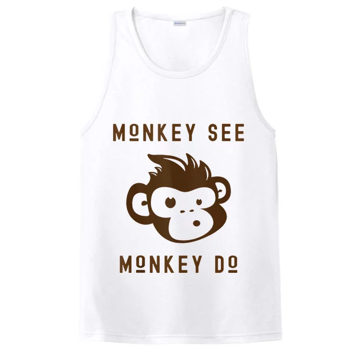 Funny Monkey See Monkey Do Cute Adorable Primate Chimp Performance Tank