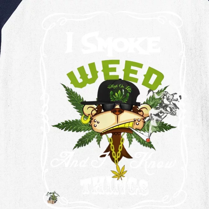 Funny Monkey Smoke Weed Great Gift Baseball Sleeve Shirt