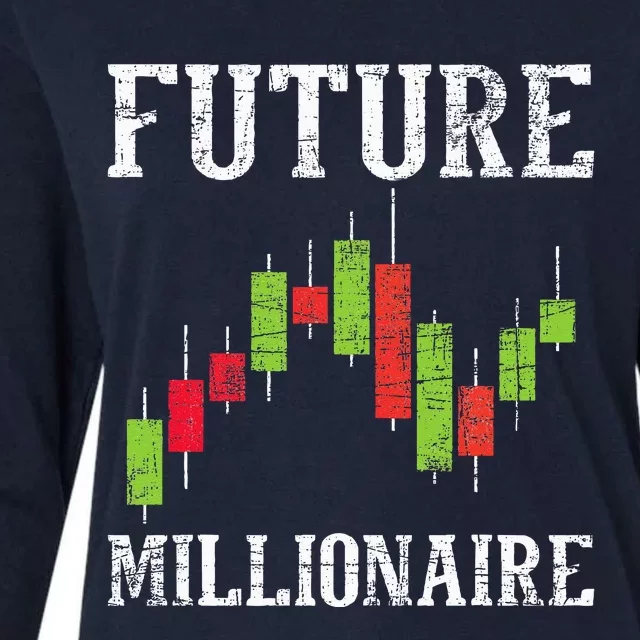 Future Millionaire Stock Exchange Day Trader Day Trading Womens Cotton Relaxed Long Sleeve T-Shirt