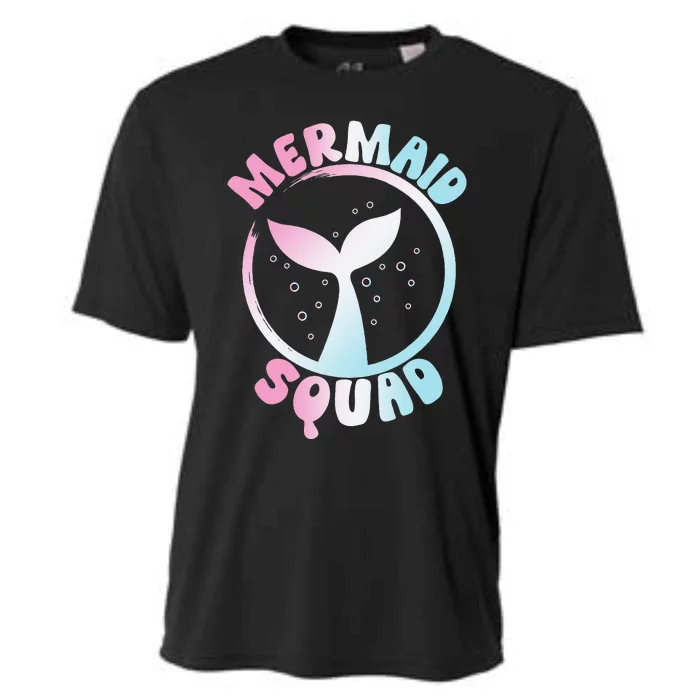 Funny Mermaid Squad Swimming Mermaid Cooling Performance Crew T-Shirt