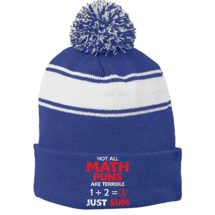 Funny Math Saying Equation Math Joke Cool Gift Stripe Pom Pom Beanie