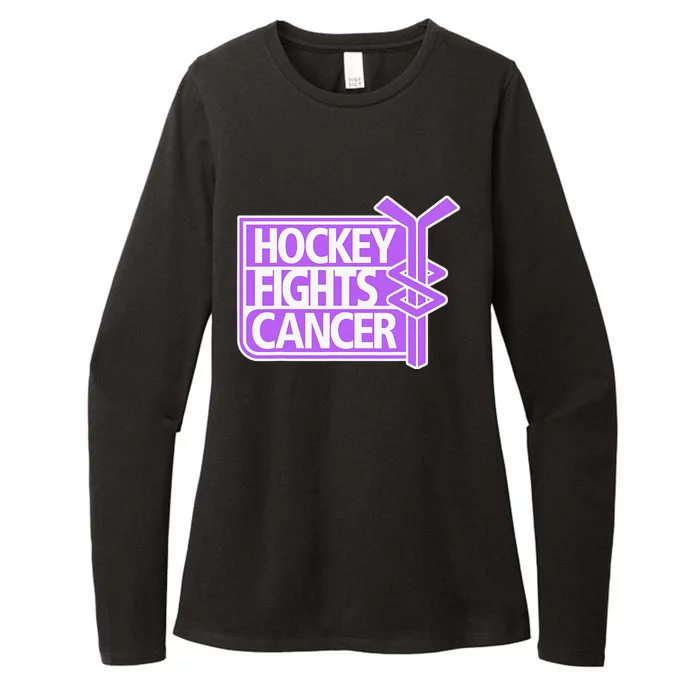 Family Member Support Hockey Fights Cancer Awareness Womens CVC Long Sleeve Shirt