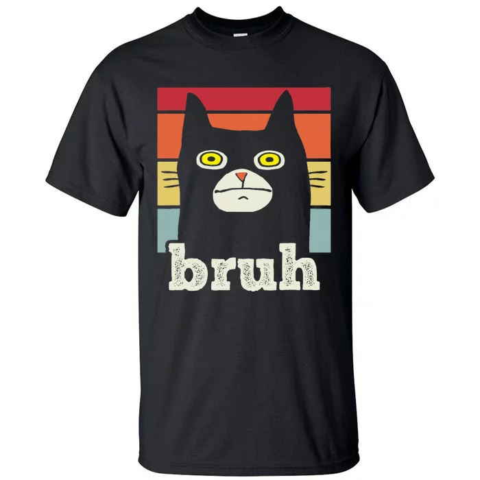 Funny Meme Saying Bruh With Cat Greetings Tall T-Shirt